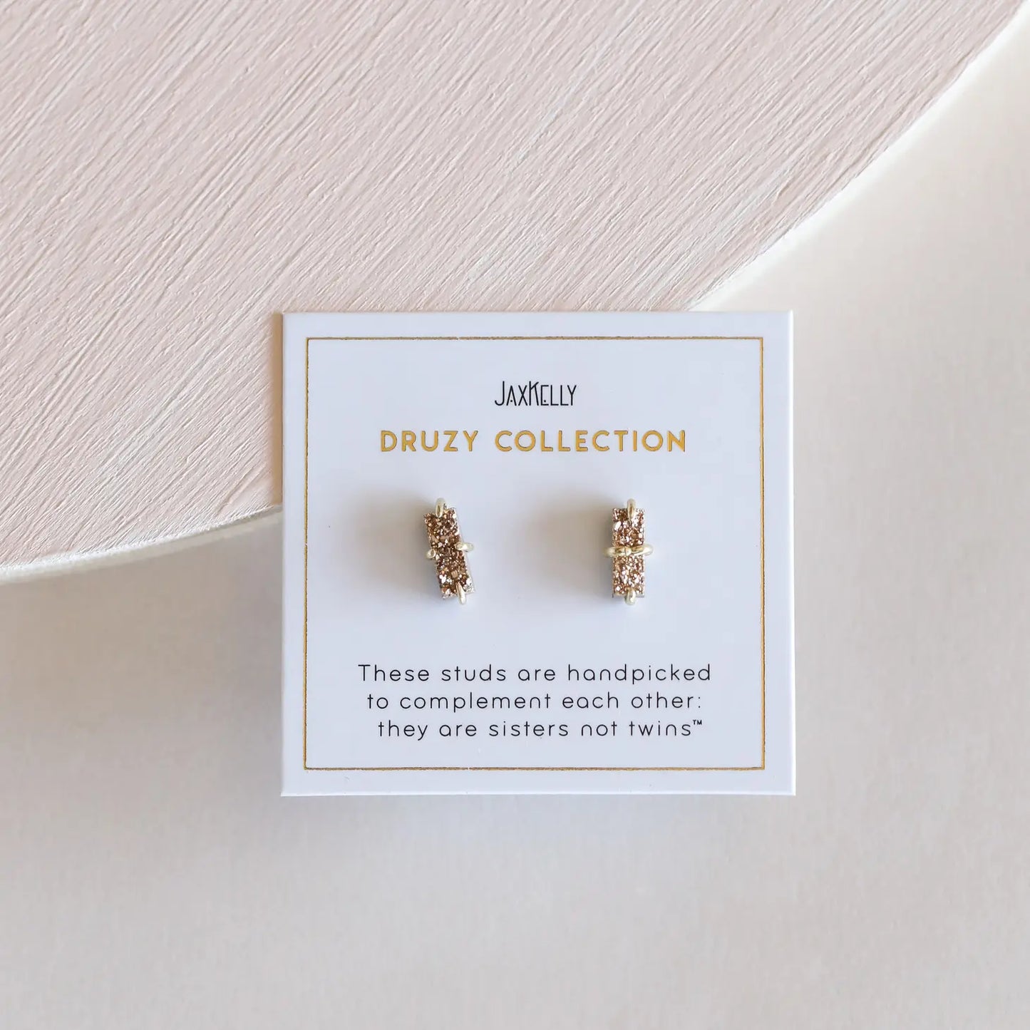 Druzy Bar Studs - Rose Gold, White, Black