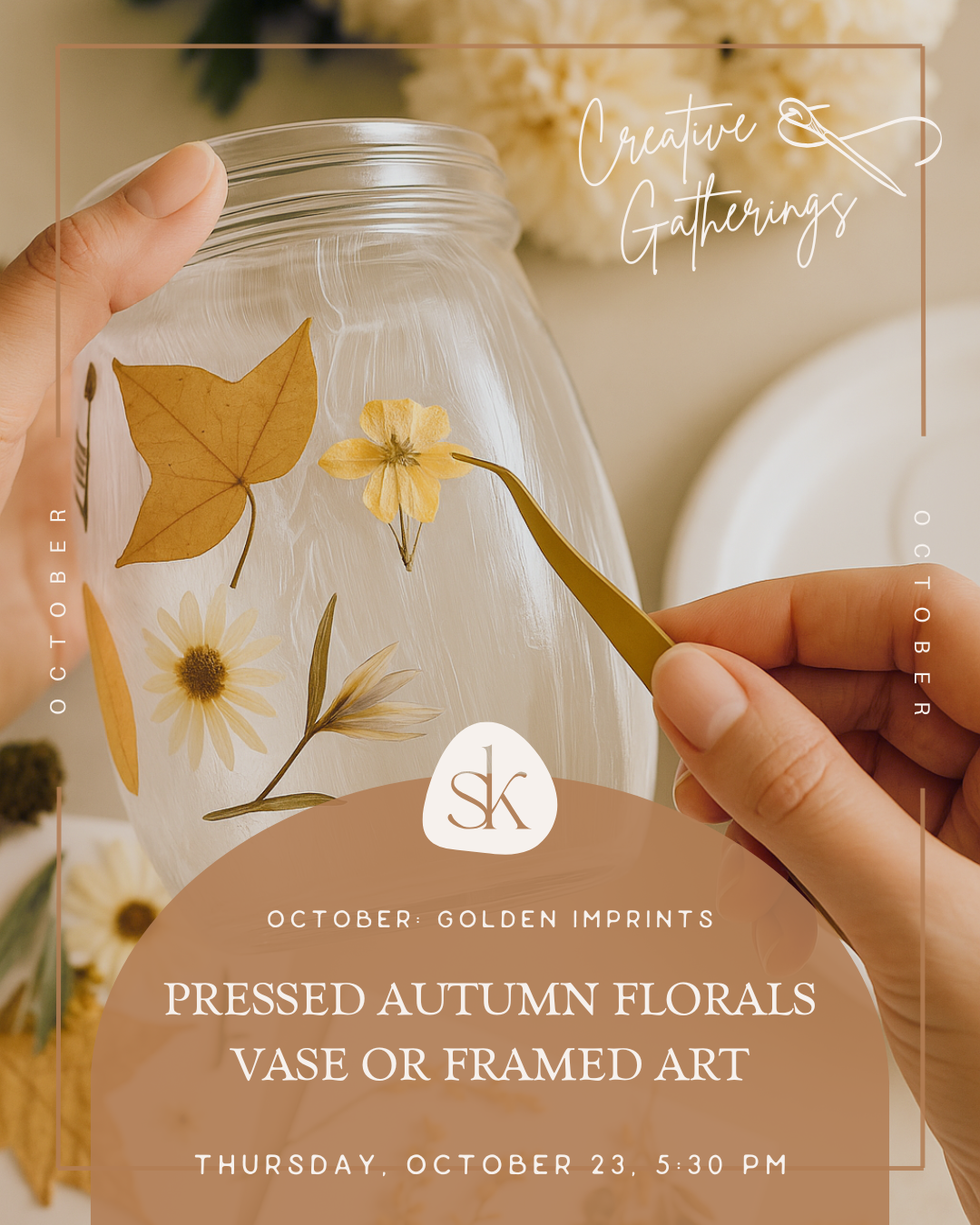 Pressed Autumn Florals Vase / Framed Art - 10.23