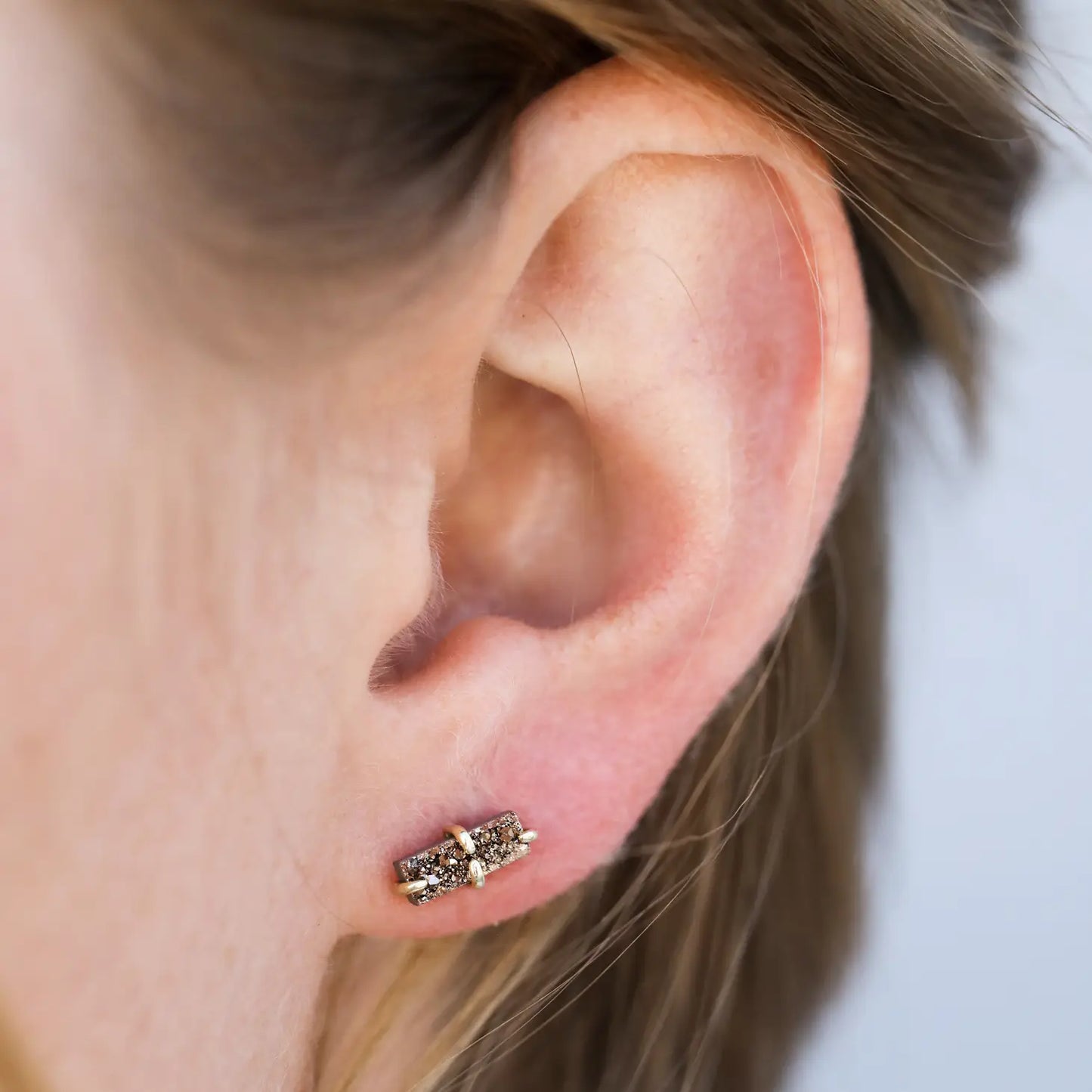 Druzy Bar Studs - Rose Gold, White, Black