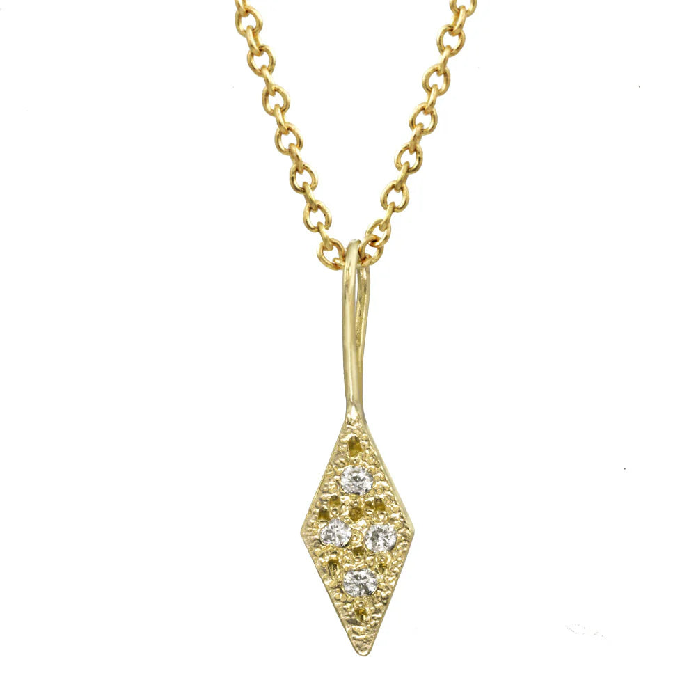 Small Frosted Diamond Spear 14K Gold Necklace by Rebecka Froberg
