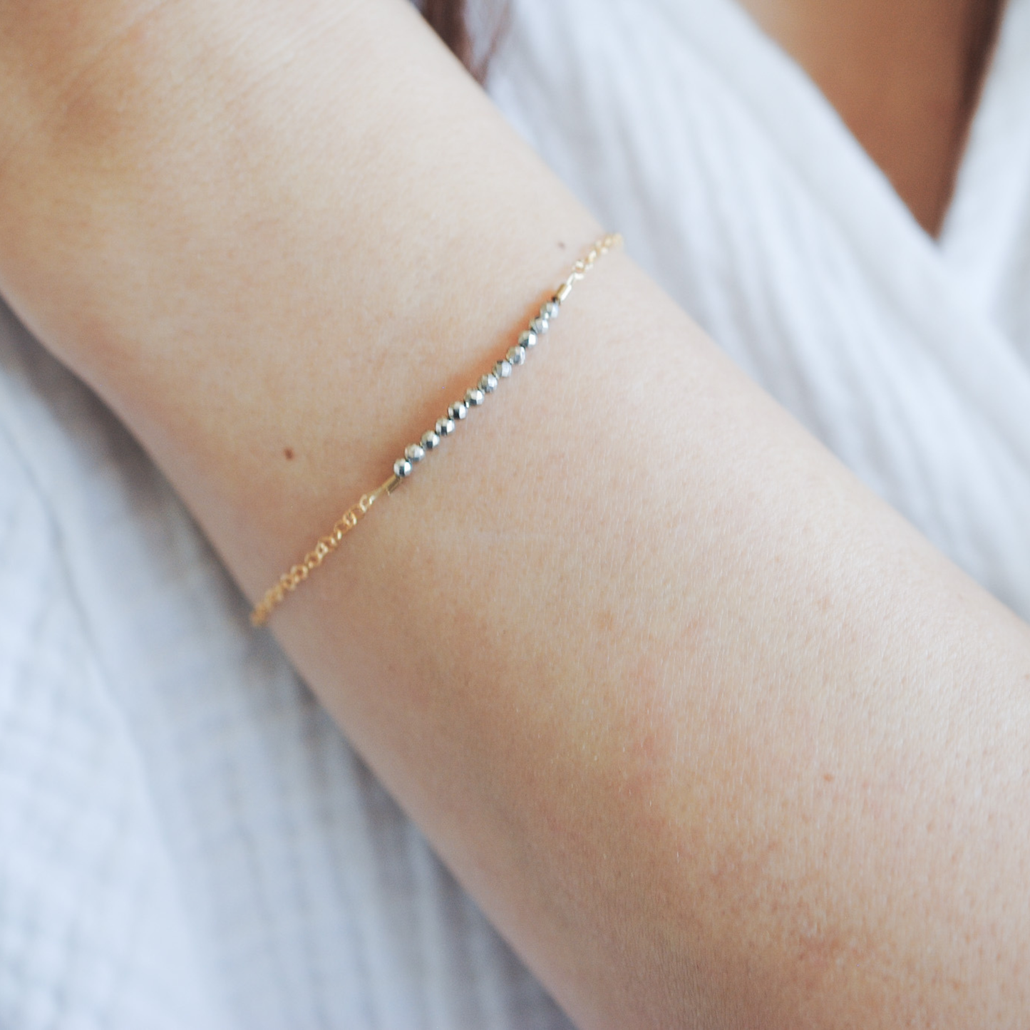Dainty Gemstone Bar Pendant Bracelet