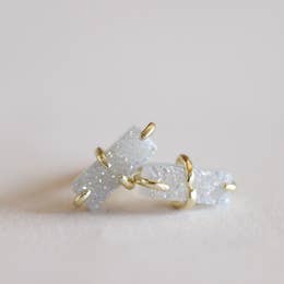 Druzy Bar Studs - Rose Gold, White, Black