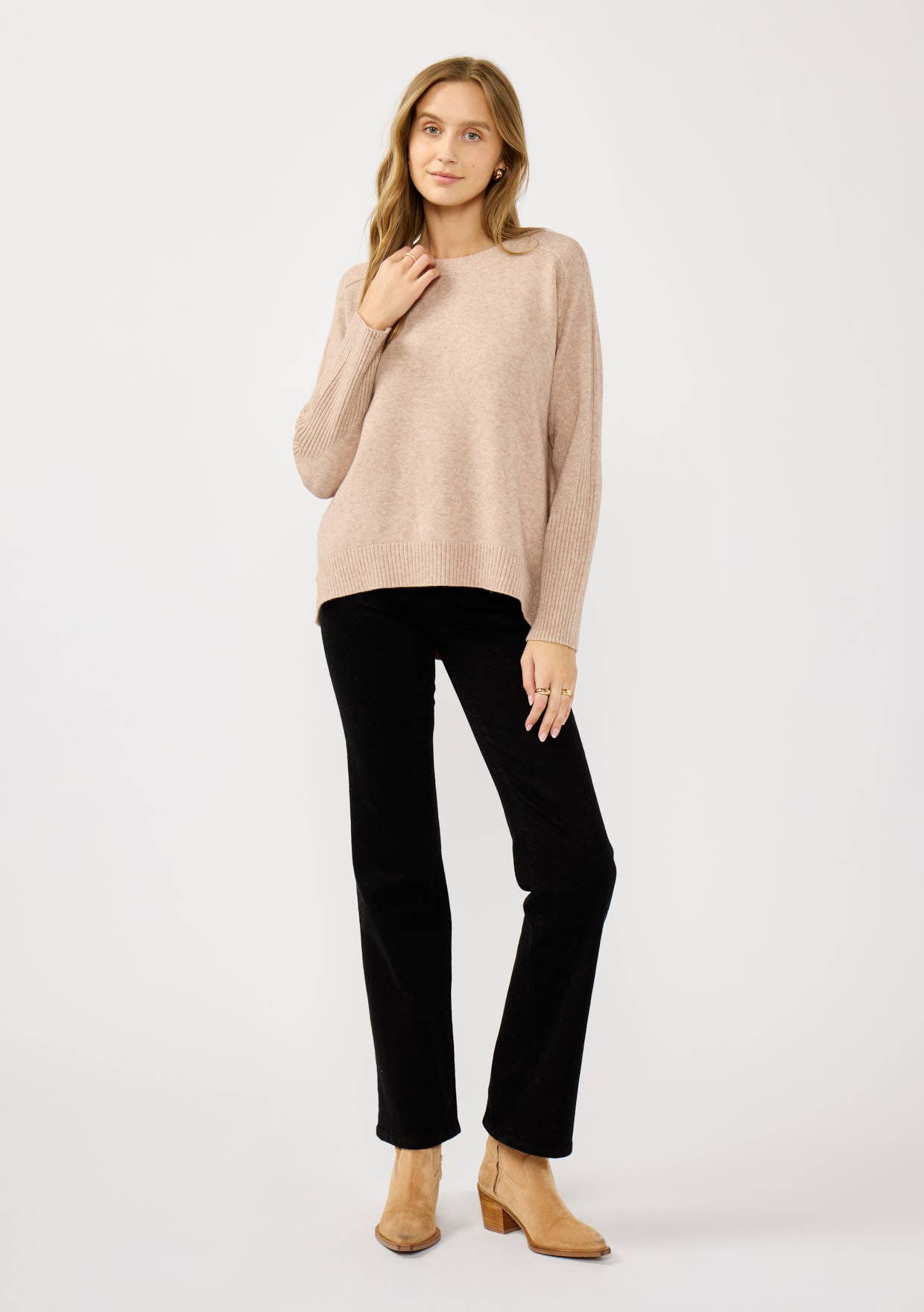 Side Slit Ribbed Knit Sweater