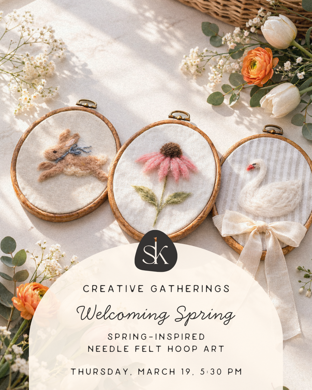 Spring Needle Felt Hoop Art • Mar 19