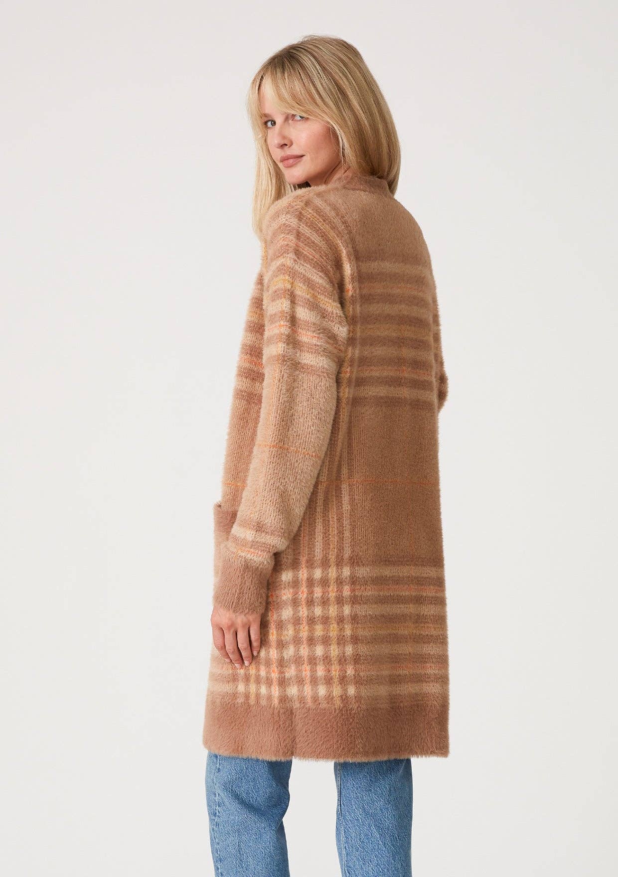 Fuzzy Plaid Cardigan