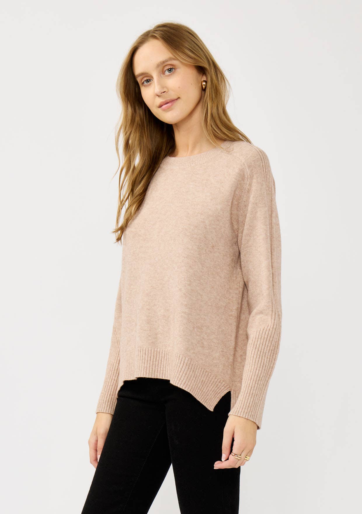 Side Slit Ribbed Knit Sweater