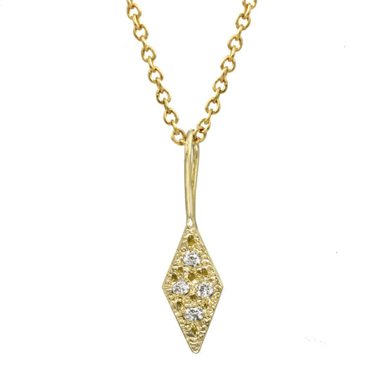 Small Frosted Diamond Spear 14K Gold Necklace by Rebecka Froberg
