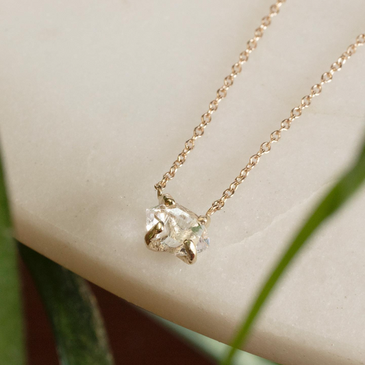 Herkimer Diamond Pendant 14K Gold Necklace by Rebecka Froberg