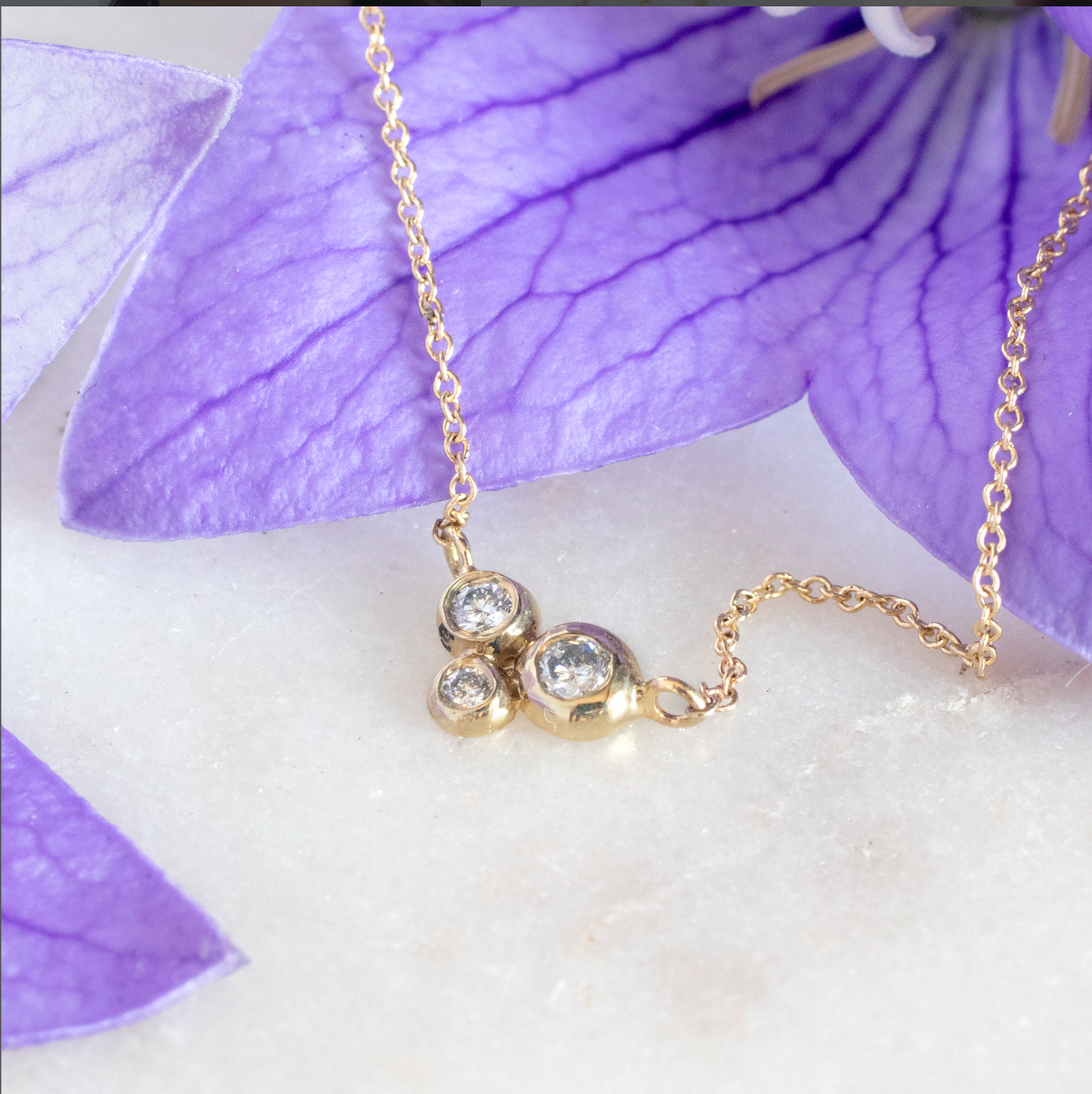 Triple Constellation Champagne Diamond 18K Necklace by Rebecka Froberg