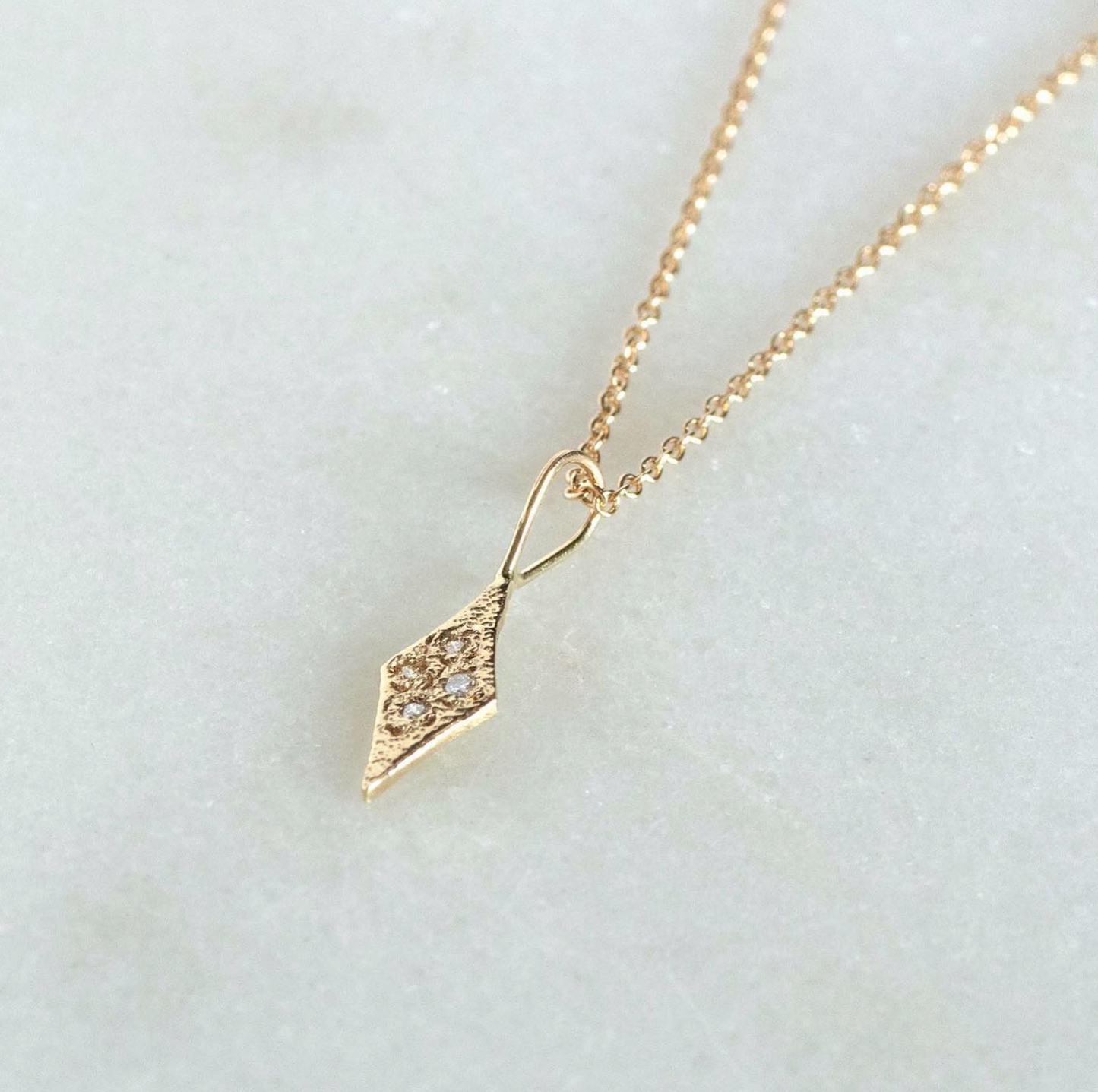 Small Frosted Diamond Spear 14K Gold Necklace by Rebecka Froberg