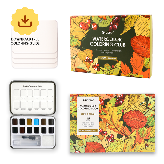 Autumn Watercolor Coloring Club Box