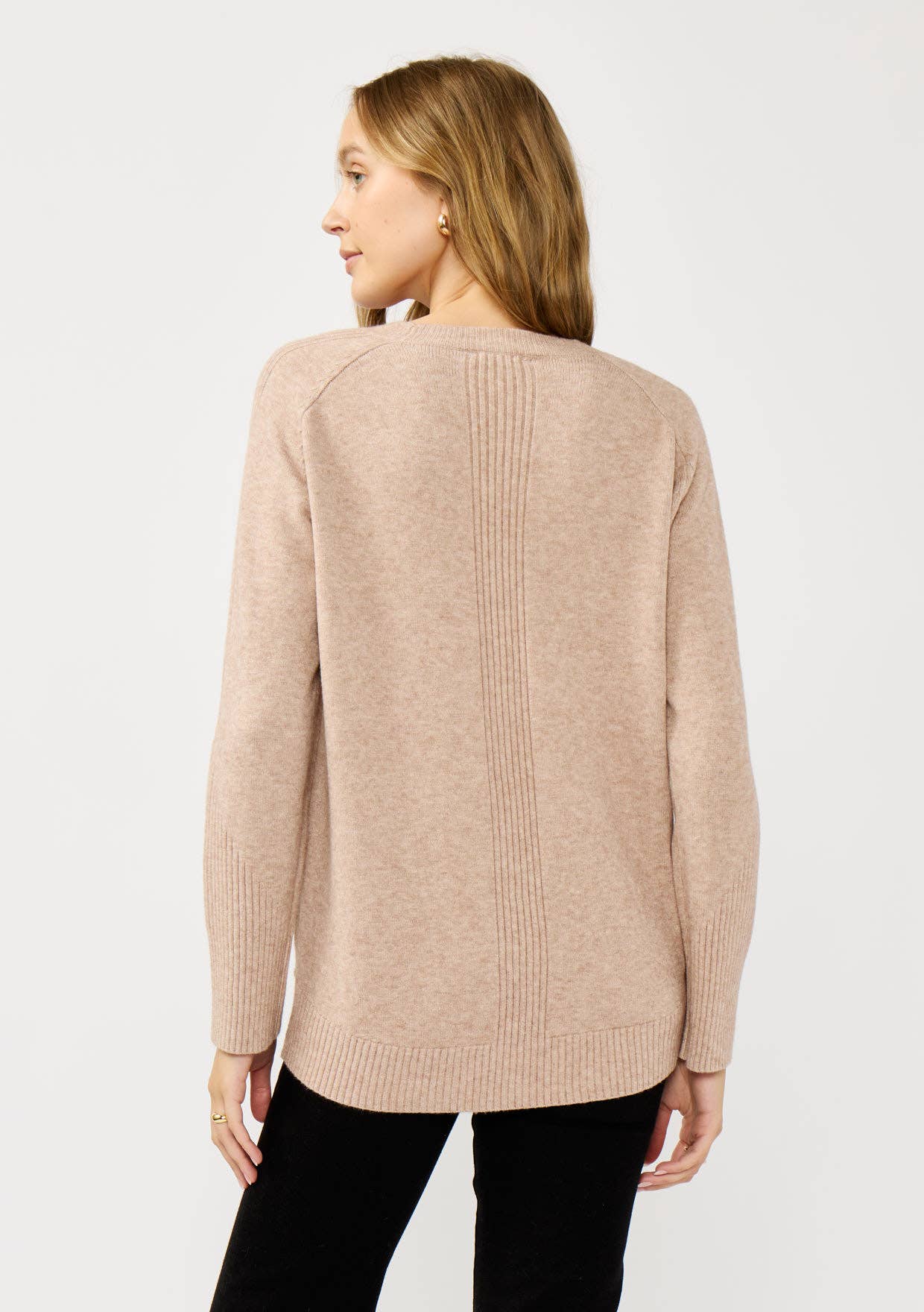 Side Slit Ribbed Knit Sweater