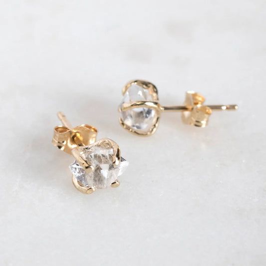 Herkimer Diamond 14K Gold Stud Earrings by Rebecka Froberg