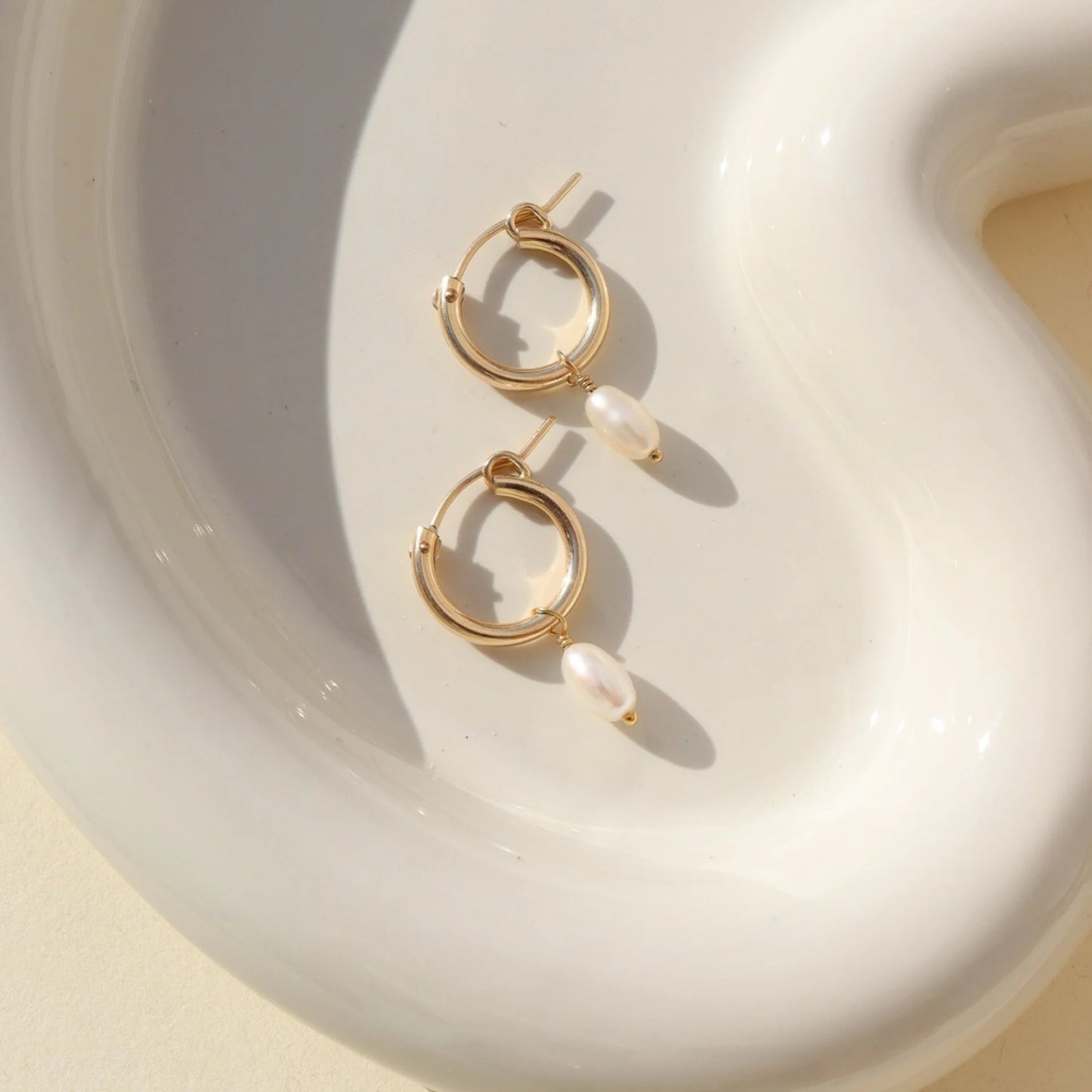 Classic Pearl Hoops