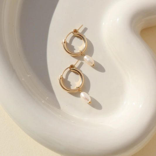 Classic Pearl Hoops