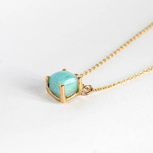 Blue Larimar Small Square 14K Pendant Necklace by Rebecka Froberg